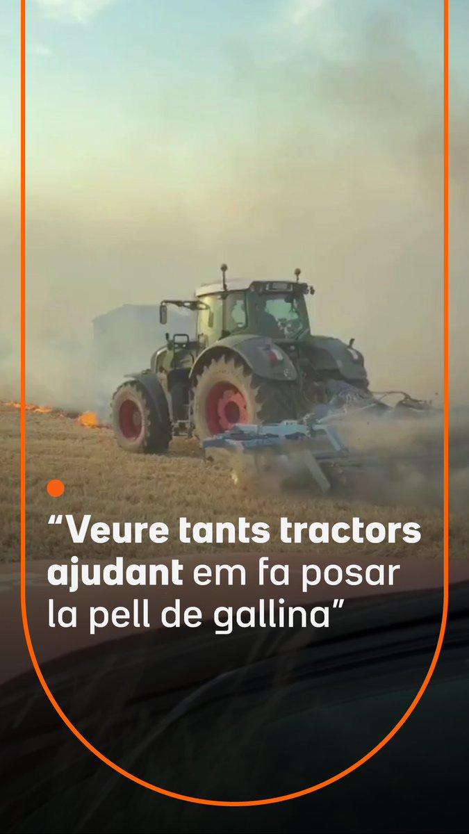 “Veure tants tractors em fa posar la pell de gallina.” Una revifada de l’incendi de Guimerà, a l’Urgell, va mobilitzar els pagesos. Mentre la família Boleda ajudava els bombers per llaurar els camps, les flames van calcinar alguns camps de la seva finca