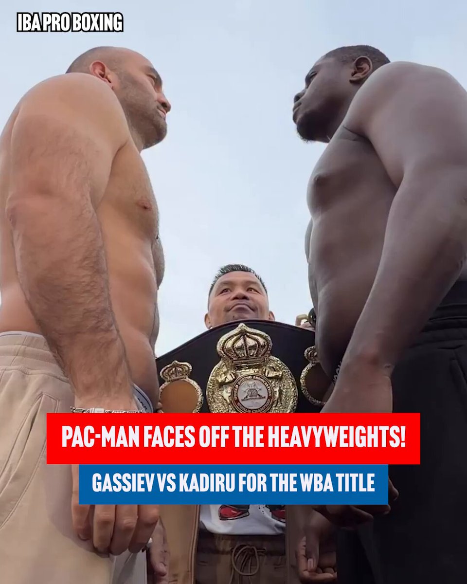 Manny Pacquiao faces off Murat Gassiev and Peter Kadiru ahead of their WBA heavyweight title fight tomorrow, live on DAZN 🏆📺