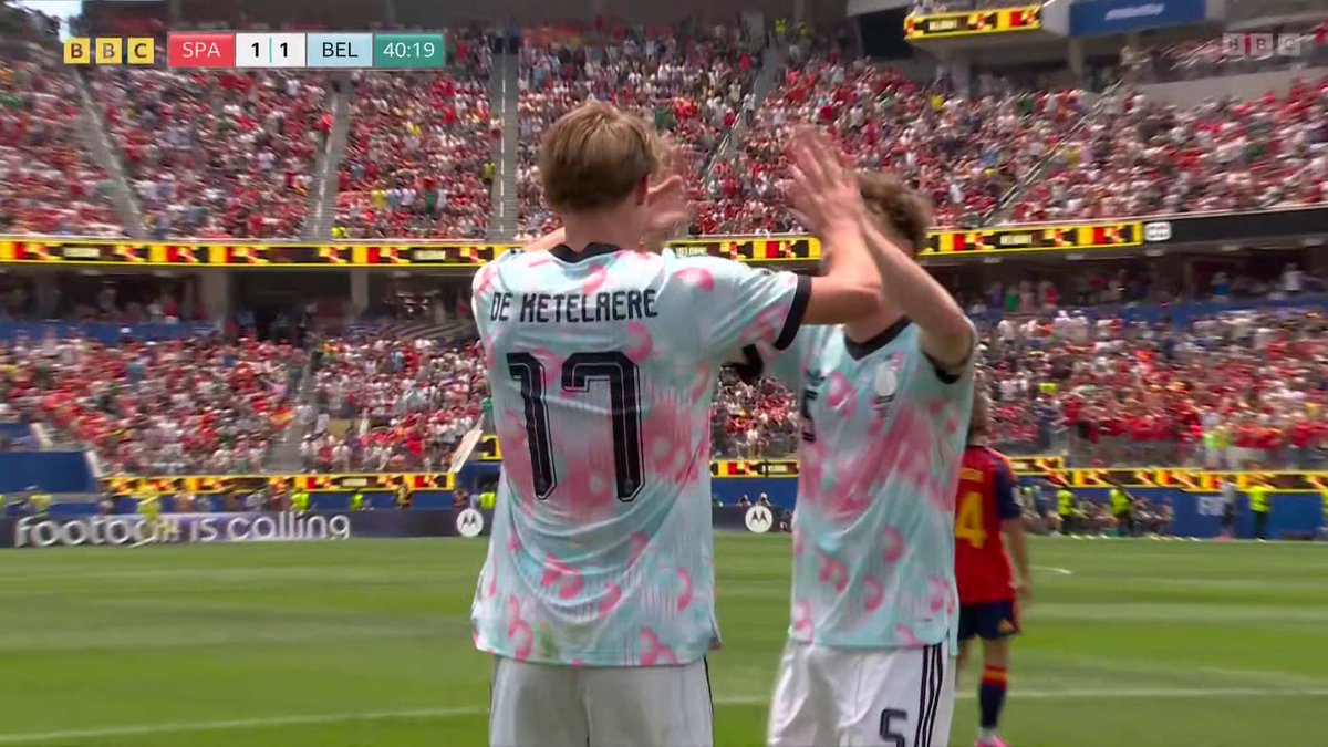 Spain have conceded their first goal of the World Cup 🫨 Charles De Ketelaere scores the equaliser for Belgium 🎯