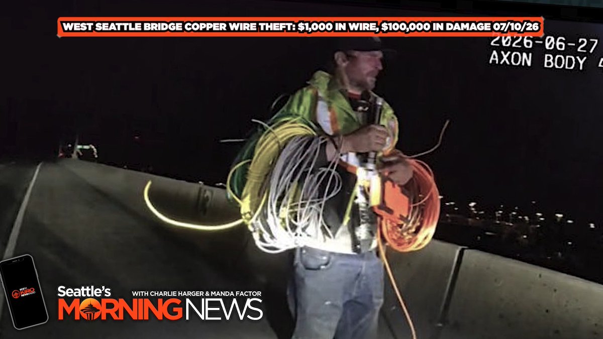 A Seattle police officer stopped a man on the West Seattle Bridge at 1:19 a.m. with wire cutters and copper. $1,000 in wire. $100,000 in damage to ratepayers. Despite 16 prior warrants and an escape conviction, he walked out on a promise. He skipped court Tuesday. Charlie Harger, KIRO Newsradio weighs in.