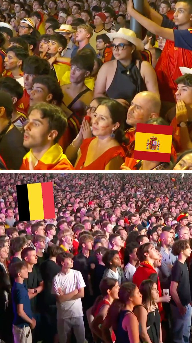 Spanish fans in Madrid go wild for Mikel Merino's winner vs. Belgium 🇪🇸
