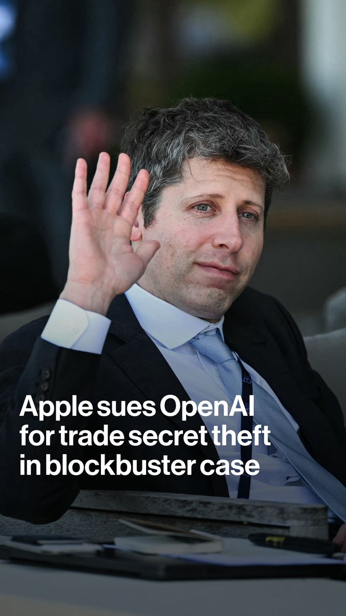 Apple sued OpenAI for trade secret theft, accusing the artificial intelligence startup and its hardware chief of engaging in a coordinated campaign to steal information about upcoming products. Joe Mathieu and Ed Ludlow report
