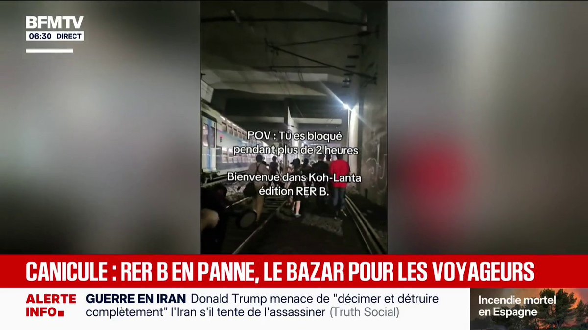 Canicule: la circulation du RER B à Paris interrompue pendant plusieurs heures