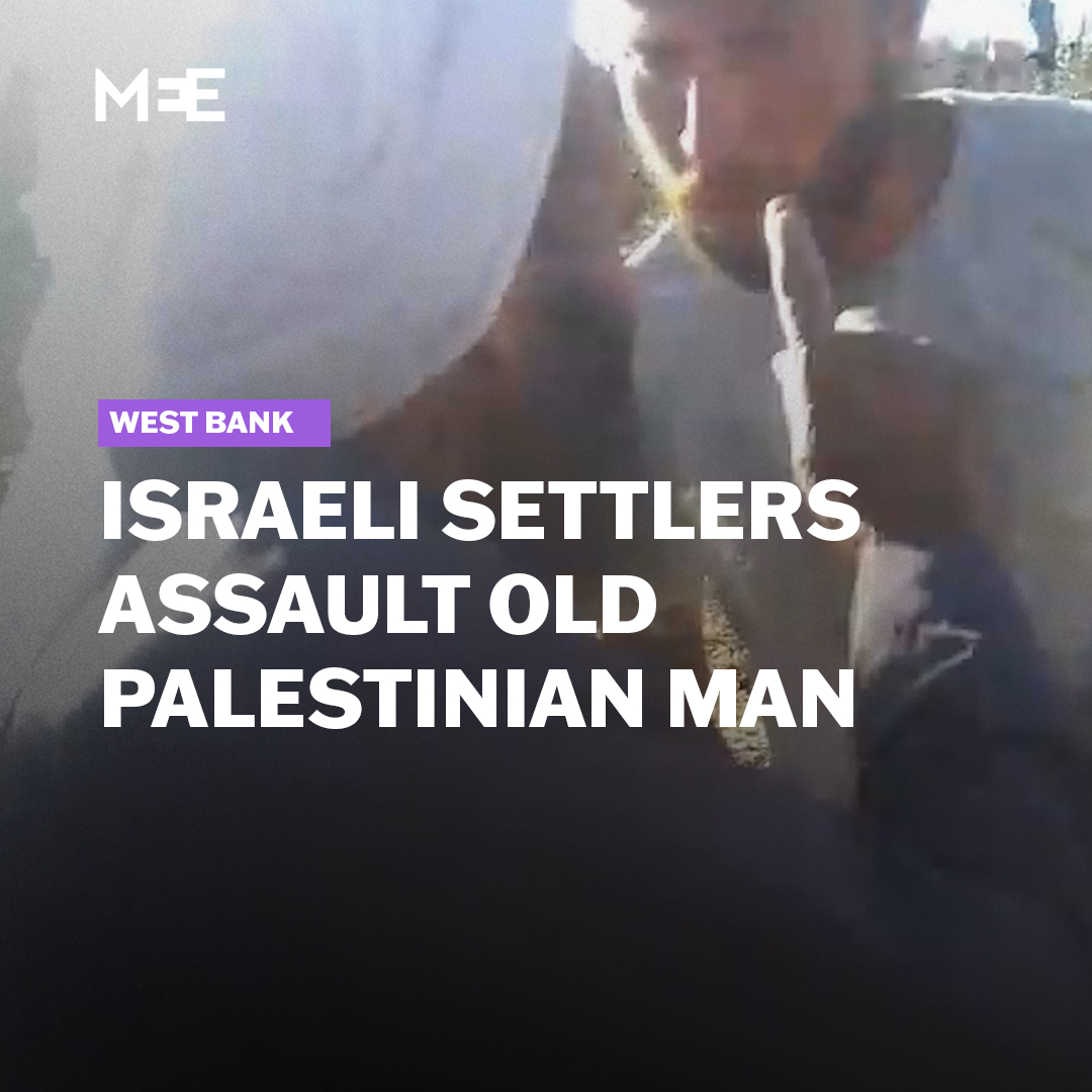 Israeli settlers assaulted 80-year-old Ibrahim Ismail al-Jabour and his family in the Hawara area of Masafer Yatta in the occupied West Bank on Friday. Local sources said Israeli soldiers stood by protecting the settlers while they were attacking the family