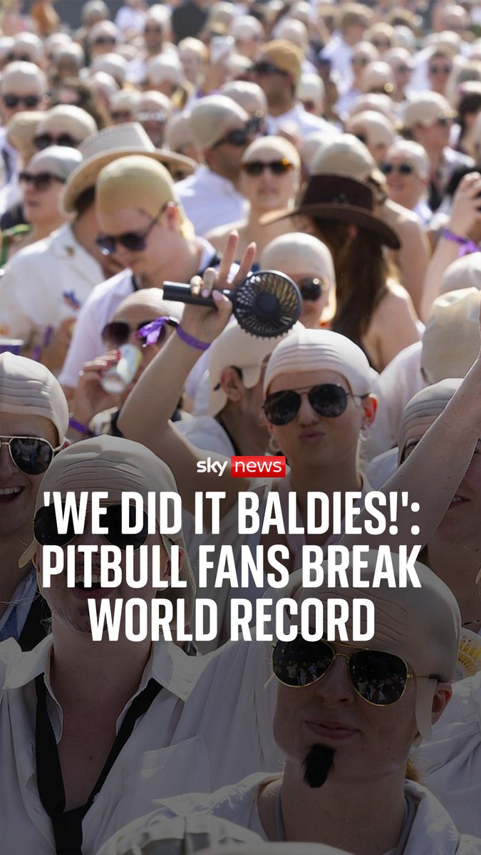 'We did it baldies!' Pitbull fans have broken a world record by dressing up in bald caps at his concert in Hyde Park. An official Guinness adjudicator said 22,141 wore bald caps for one minute to break the record.