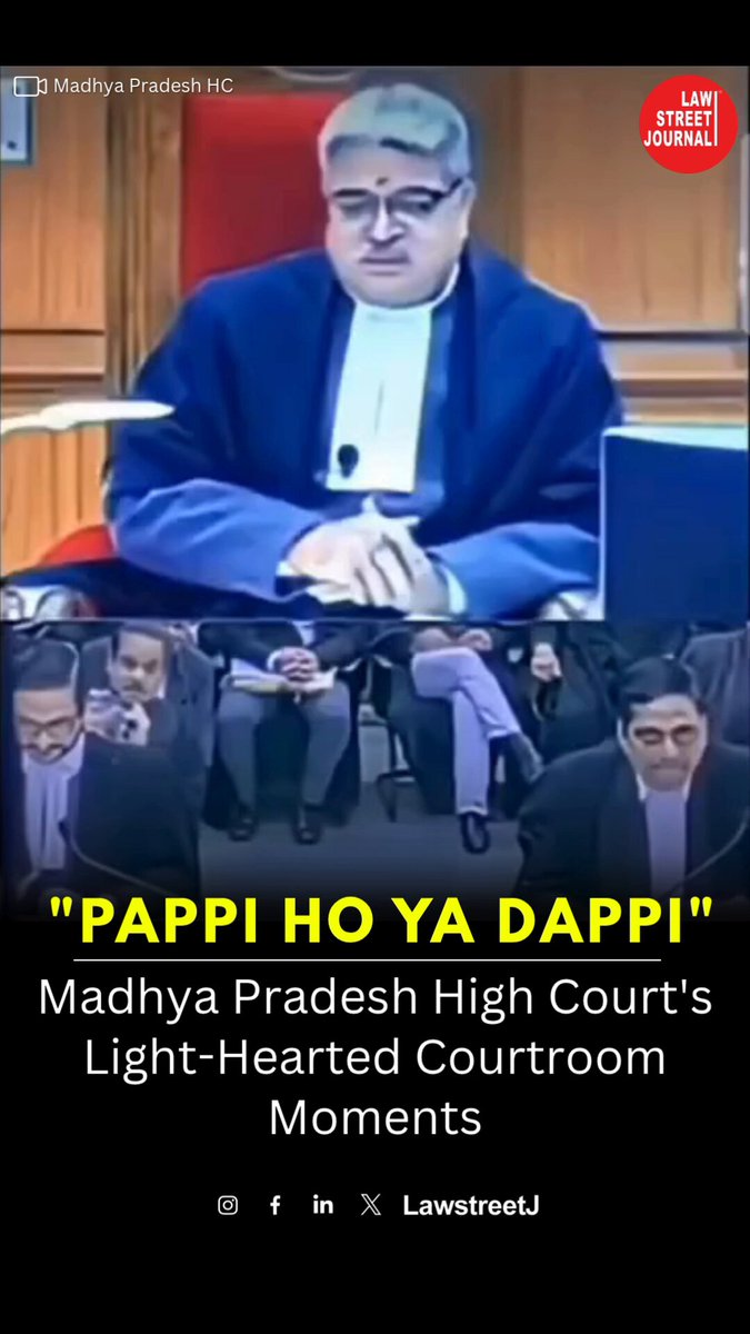 A light-hearted moment from the #MadhyaPradeshHighCourt has drawn widespread attention online. The matter was brought by a housewife who approached the court after claiming that although she admitted her children to a government school expecting English-medium education, they were instead taught in Hindi. During the hearing, the judge humorously remarked, "Toh kya ab Hindi bhi bachchon ko English mein padhayi jaye?" Meanwhile, the moment captured the smiles in the courtroom when a petitioner introduced himself as "Pappi Sen," the judge responded with a witty remark, "Tum Pappi ho chahe Dappi ho..." before continuing with the proceedings. The courtroom exchange has since become a widely shared light moment on social media. Credits: Madhya Pradesh High Court/Respective Owners. This is an old video shared for legal awareness and educational purposes only. #CourtHumour #Education #EnglishMedium #GovernmentSchools #Hindi #LawAndJustice #CourtProceedings #ViralVideo #LegalAwareness #LawStudents