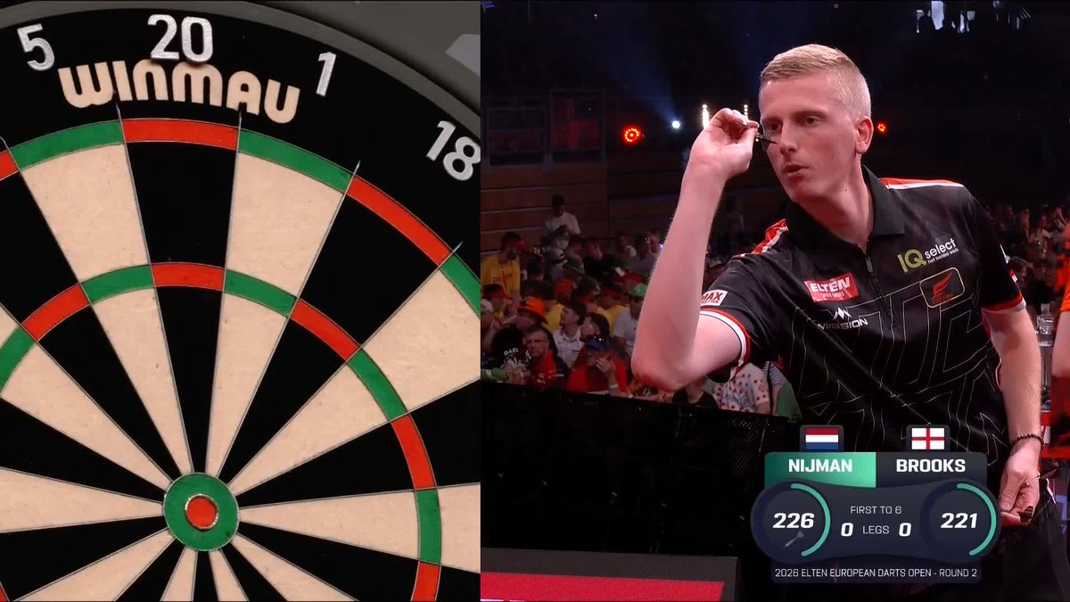 THE BIG FISH FOR NIJMAN! 🎣 Wessel Nijman starts this contest with a bang, as Nijman pins a brilliant 170 checkout to take the opener against Bradley Brooks! 📺 #ET10