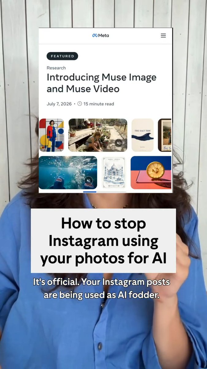 Just meta auto-opting us into their new AI model... 🫥 If you have a public account, anyone can use your photos, reels, and even your voice to generate new images without sending you a notification. Save your face from the algorithm and tag your friends so they can turn it off too.