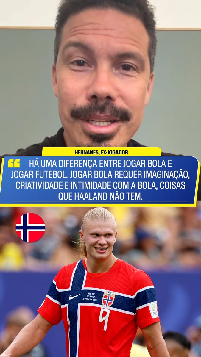 CONCORDA COM O PROFETA, FÃ DE ESPORTES? 👀 Em suas redes sociais, o ex-jogador Hernanes falou sobre Erling Haaland, atacante da Noruega, que marcou dois gols contra o Brasil nas oitavas de final da Copa do Mundo! 🇳🇴 👉 Assista a Noruega x Inglaterra, neste sábado (11), pela CazéTV, no #DisneyPlus, sem custo adicional. 📹 Profeta.hernanes #ESPN2026 #FIFAWorldCup