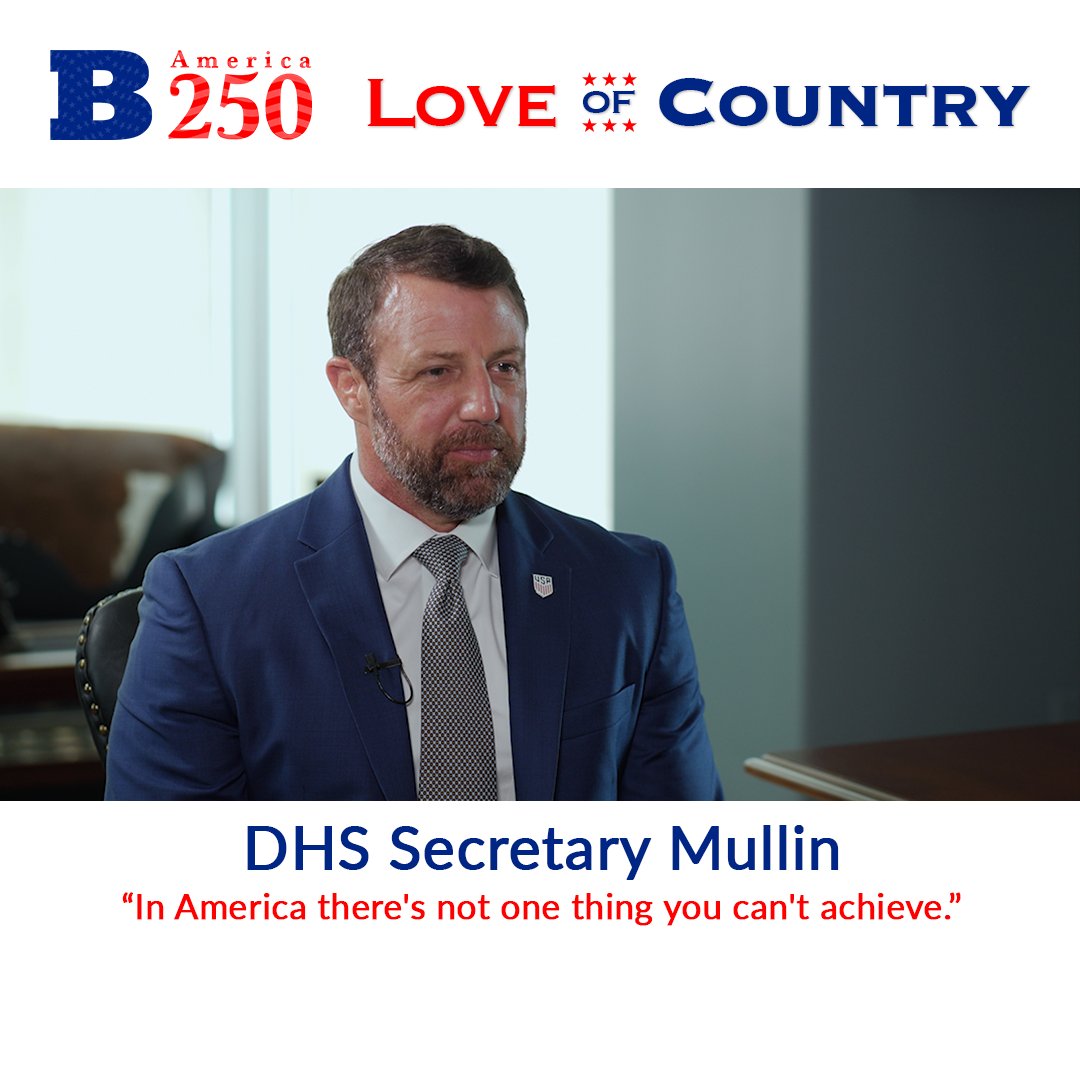 People from across the globe flood America because they know they can achieve the unthinkable – not the other way around – Secretary Markwayne Mullin told Matthew Boyle ahead of America 250. “Look where I’m at. I’m sitting in the nation’s capital in the president’s Cabinet. I’m not part of royal blood,” Mullin said. “No one in my family ever has been involved in politics. We’re from a little rural town in Oklahoma called Westville. My family was Cherokee. We were forced there back in the late 1830s on the first walk that came across.” “And so in America, there’s not one thing that you can’t achieve. It’s just, are you willing to sacrifice enough for it? Not complain about it. Not want it. Are you willing to sacrifice… because in America, no one tells you what you can or can’t do.” The former congressman and senator continued, “You can achieve at whatever level of sacrifice you want to make, and that’s what’s great, because everybody can truly live the American dream.” “That’s why people flood our borders, trying to get in – not the opposite direction."