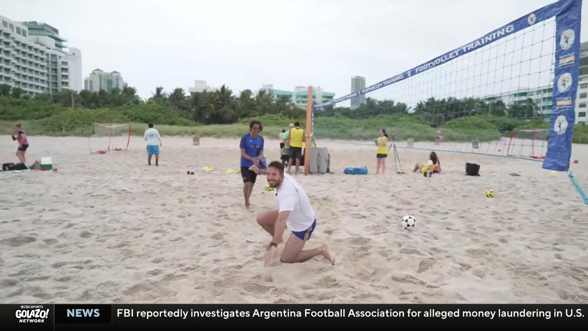 It may be cloudy in South Beach, but that didn't stop Nico Cantor from getting a little futevôlei practice in—and rekindling a high school soccer rivalry with Matteo Bonetti 😂⚽️