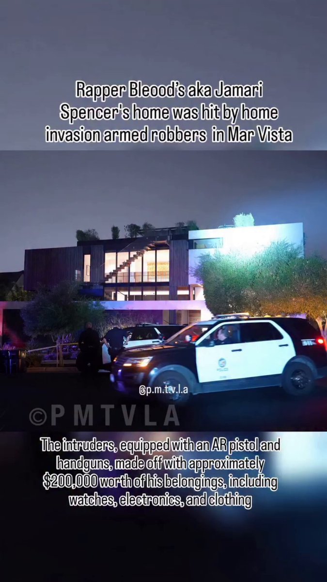 ⚠️ JUST IN: Underground rapper Bleood robbed of $200k by Com members this being clothing , watches , electronics and crypto. 3 Hired armed men broke into his Los Angeles home while he was recording music. The alleged motive for the robbery was because Bleood was flexing crypto online which the threat actors didn't like.