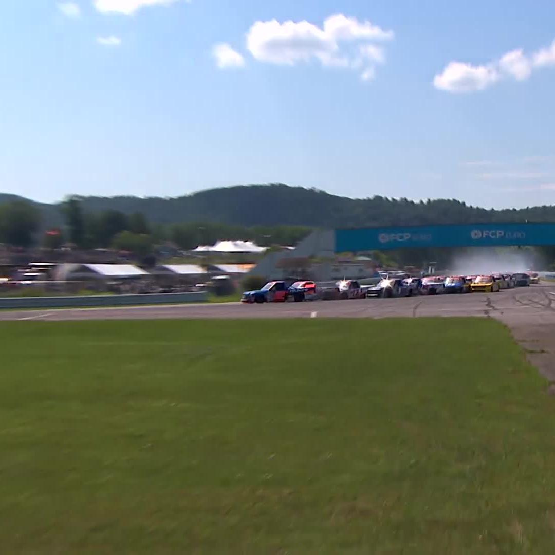 More trouble at Lime Rock Park as Stewart Friesen gets spun.