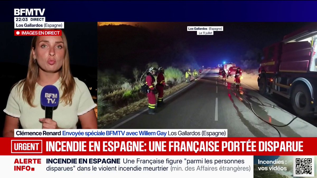 Incendie en Espagne: une Française fait partie des 23 personnes portées disparues