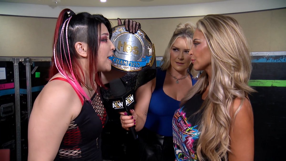 AEW’s Renee Paquette gets final comments from TBS Champion @ShidaHikaru + Harley Cameron ahead of their match for the TBS Championship on Saturday Night #AEWCollision LIVE on TNT & HBO Max, TONIGHT!