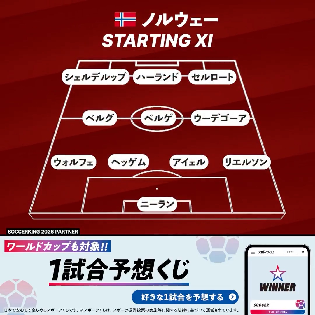 🆙スタメン発表🔥 PR ⚔️準々決勝 🇳🇴ノルウェー代表🆚🏴イングランド代表 ⏰6:00 キックオフ 📺DAZN