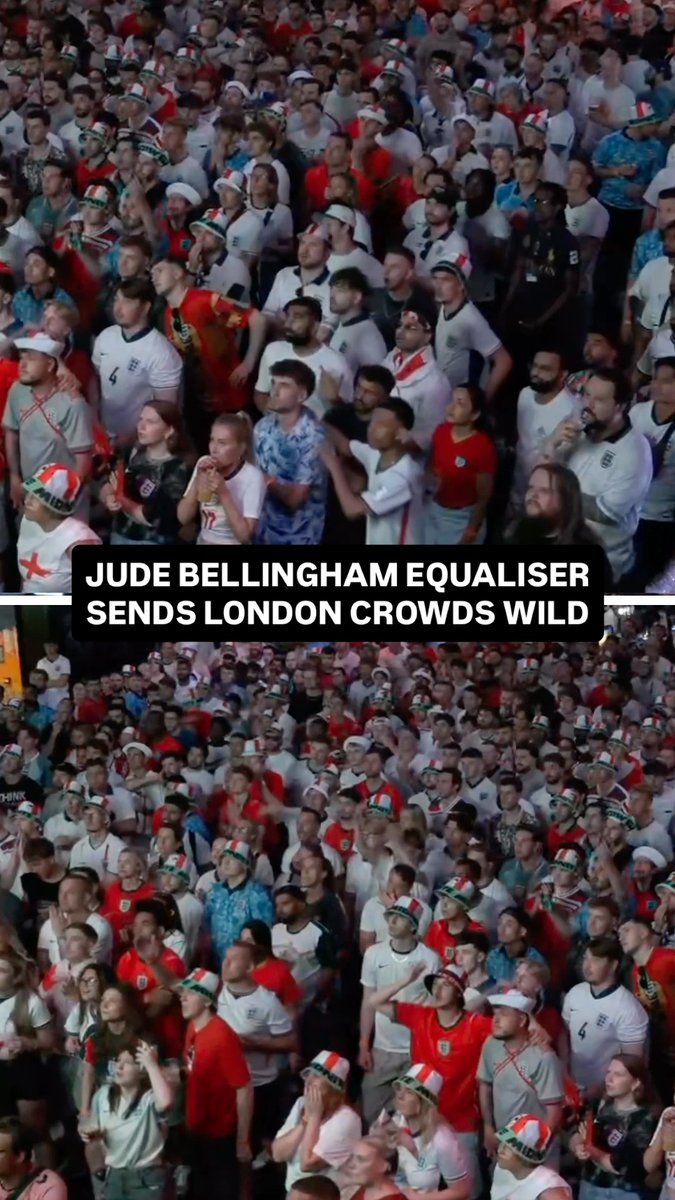 London fans GO WILD as Bellingham equalises for England! 🏴󠁧󠁢󠁥󠁮󠁧󠁿
