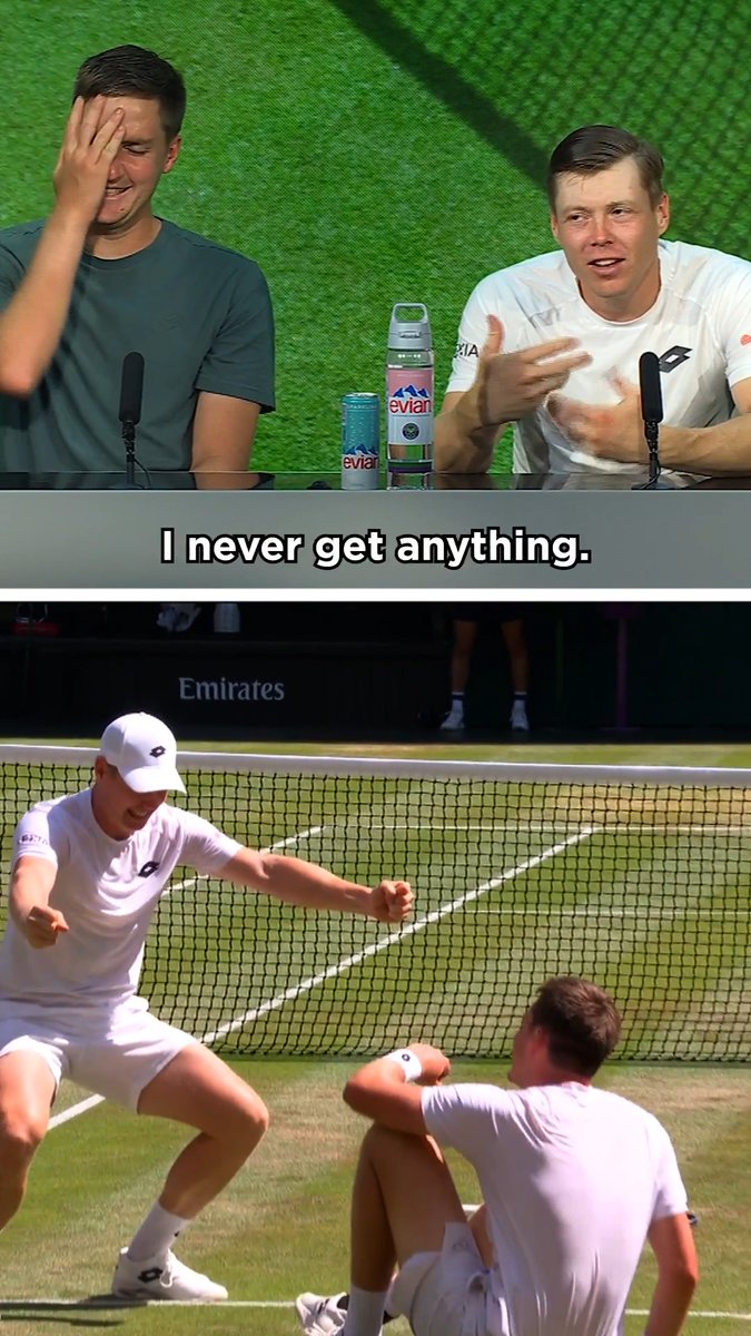 "I never get anything!" 😅 Henry Patten and Harri Heliovaara discuss their dramatic Championship point. #Wimbledon
