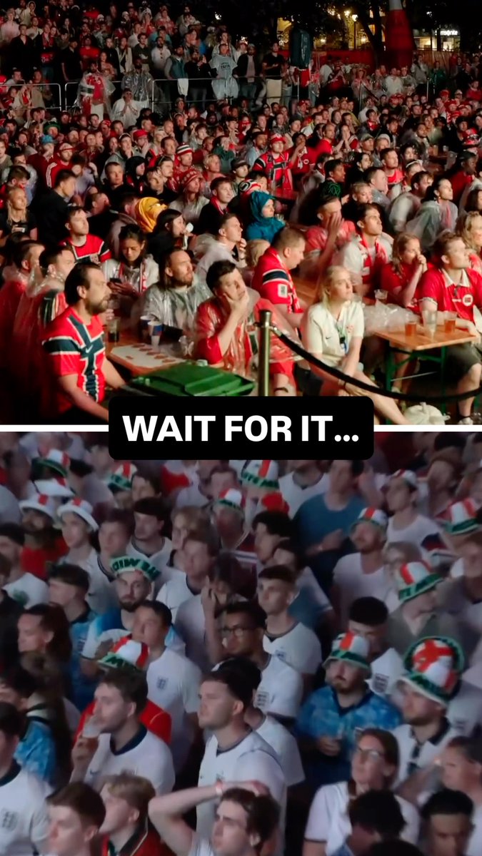 England and Norway fans react to VAR overturning Norway's second goal 🤯