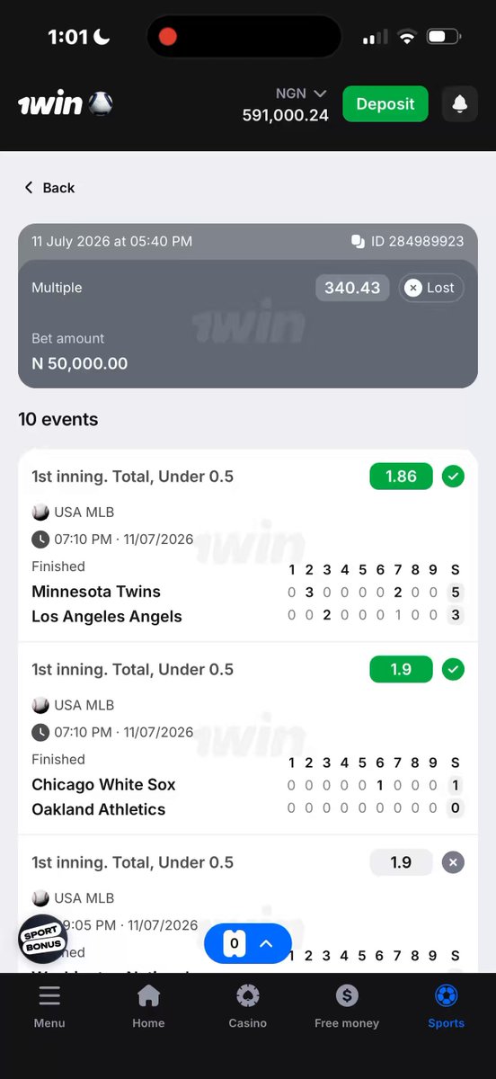 Another cut 1 on 340 odds 😳😳💔💔 Omor , what’s happening 😭😭 See millions that’s just slipping away 😳 Still don’t have a 1WIN account? Register HERE 👇: NIGERIA - Promo code👉 GIRLPUNTER