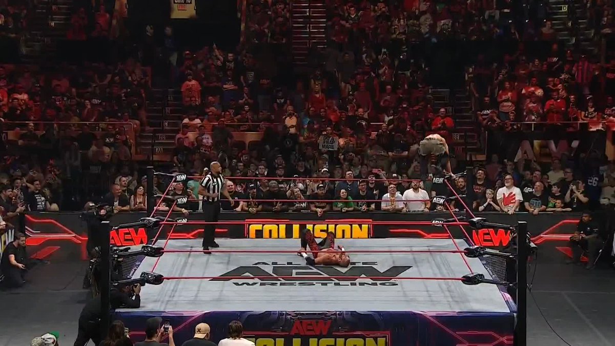 .DARBY ALLIN wins, but before The Invisible Hand Family could beat him down, Speedball Mike Bailey enters with an equalizer! Watch #AEWCollision LIVE on TNT & HBO Max