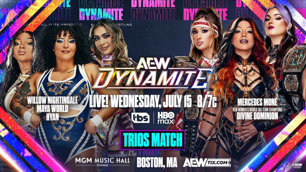 .@WillowWrestles & maya world bond before challenging Mercedes Moné & Divine Dominion in Boston! Watch #AEWCollision LIVE on TNT & HBO Max