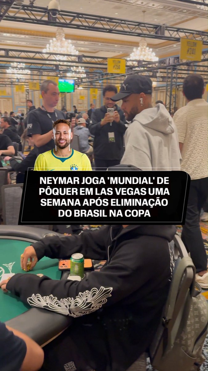 PRESENÇA ILUSTRE NO PÔQUER! 🃏🇧🇷 Neymar está presente em um torneio mundial de pôquer em Las Vegas, uma semana após a eliminação do Brasil na Copa do Mundo. O camisa 10 disputou o evento de US$ 10 mil, na modalidade six-max. 🎥 WSOP (X) #FutebolNaESPN #Neymar #ESPN2026