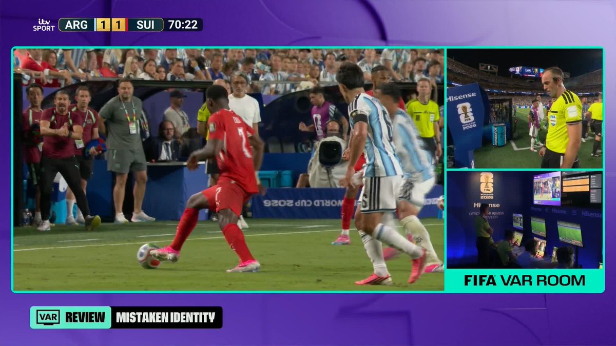 Switzerland are down to 10 men 🟥 Breel Embolo is caught out by the new 'Mistaken Identity' rule and receives a second yellow for simulation...