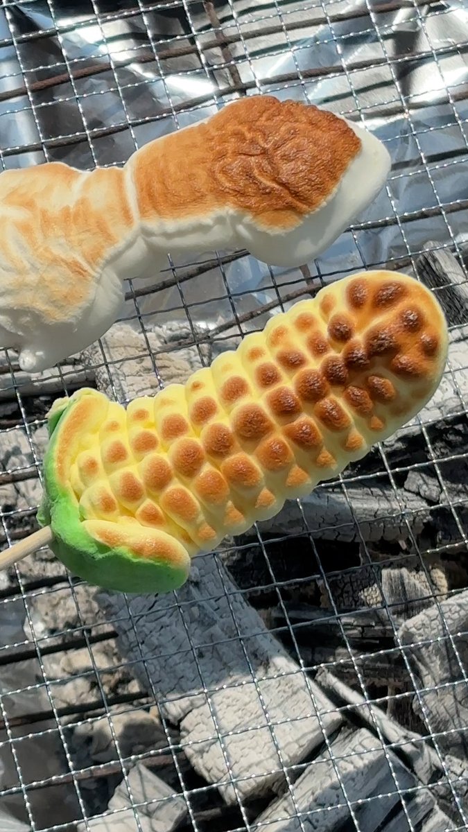【本物にしか見えん】韓国から来た激カワマシュマロBBQ / Kawaii Korean BBQ Marshmallows🦑🌽