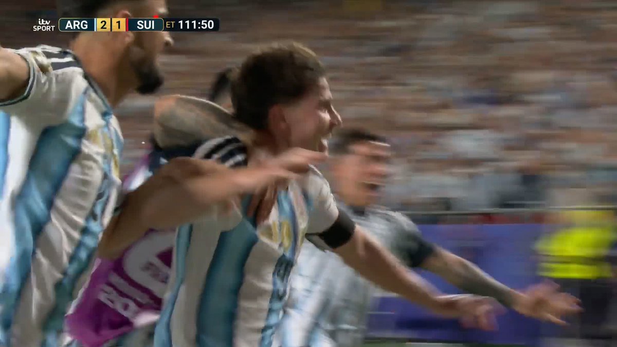 What a way to win it 🔥 Julian Alvarez beautifully fires Argentina into the lead in extra time...