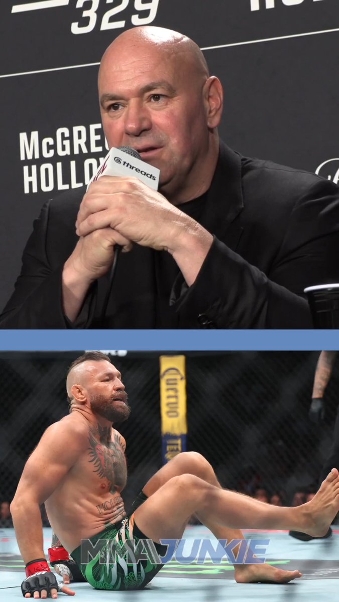 Dana White reacts to Conor McGregor's fight-ending injury at #UFC329 and fears a torn ACL.