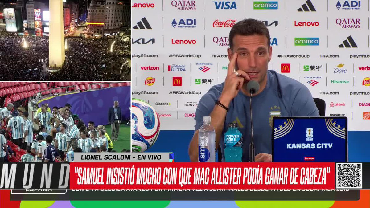 🗣️ "SAMUEL INSISTIÓ MUCHO CON QUE MAC ALLISTER FUERA A CABECEAR" Lionel Scaloni y su reconocimiento a Walter Samuel por el trabajo en la pelota parada. ⚡ #ESPNMundial 📺 Mirá nuestros partidos de la #FIFAWorldCup por el Plan Premium de #DisneyPlus