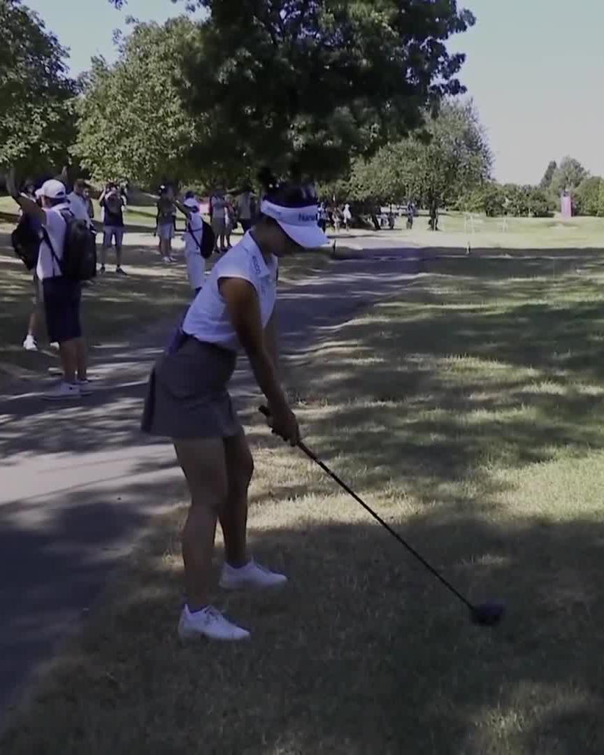 Uhhh... Did Lydia just take driver off the deck from the ROUGH?!?! 🤯