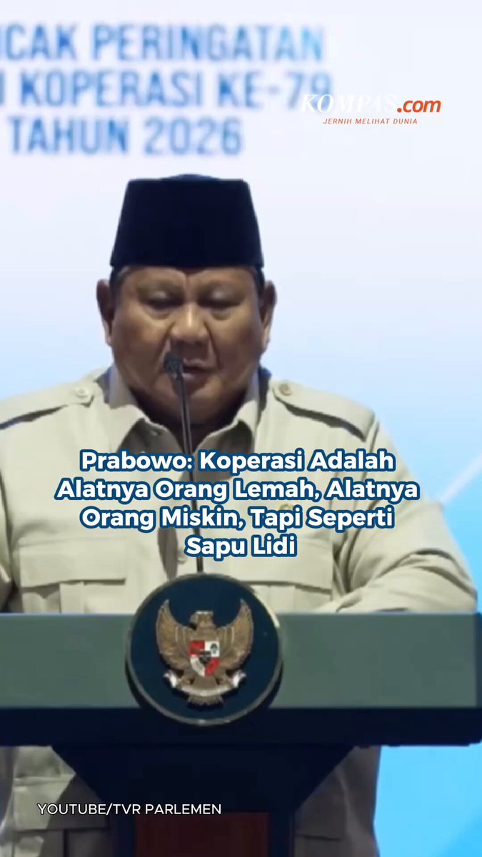 Prabowo: Koperasi Adalah Alatnya Orang Lemah, Alatnya Orang Miskin, Tapi Seperti Sapu Lidi