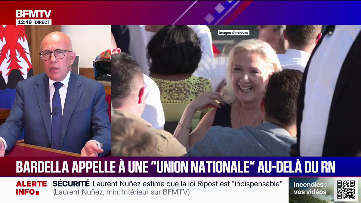 Présidentielle 2027: "Marine Le Pen se présente dans une forme de tandem avec Jordan Bardella", analyse Eric Ciotti, maire UDR de Nice