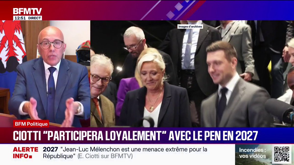 Présidentielle 2027: Eric Ciotti Premier ministre de Marine Le Pen, "ce n'est pas du tout mon sujet", affirme le président de l'UDR