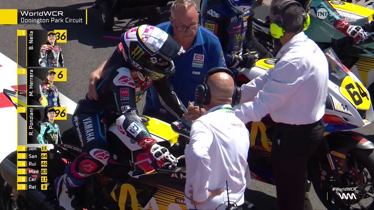 Maria Herrera is riding around Donington with her world champion t-shirt on - but she isn't aware of her six-second penalty that keeps the #WorldWCR title race alive 😫 #WorldSBK | #UKWorldSBK | Live on TNT Sports and HBO Max