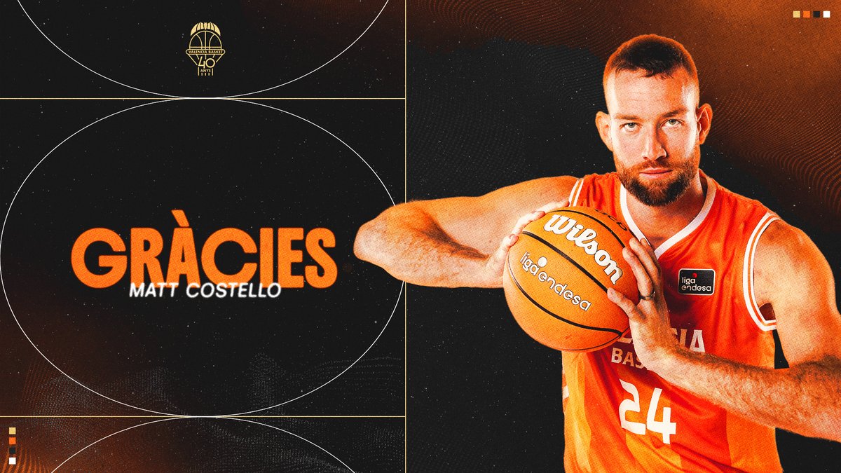 ¡Mucha suerte, Matt! 🧡 Cas 👉 Matt Costello finaliza su etapa en Valencia Basket Val 👉 Matt Costello finalitza la seua etapa a Valencia Basket Eng 👉 Matt Costello ends his time with Valencia Basket