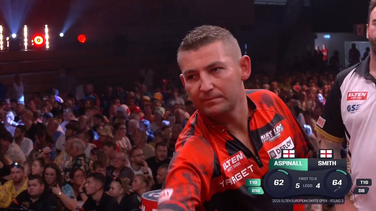 ASPINALL BATTLES ON! Reigning champion Nathan Aspinall continues his title defence at the European Darts Open! The Stockport star battles through a gruelling affair against Ross Smith to seal his spot in the last eight! 📺 #ET10 | R3
