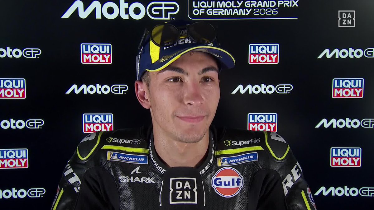 La sonrisa que se le dibuja en la cara a Raúl Fernández cuando se ve a solo 49 puntos del liderato en el Mundial 😄 #GermanGP 🇩🇪 #MotoGP 🏁