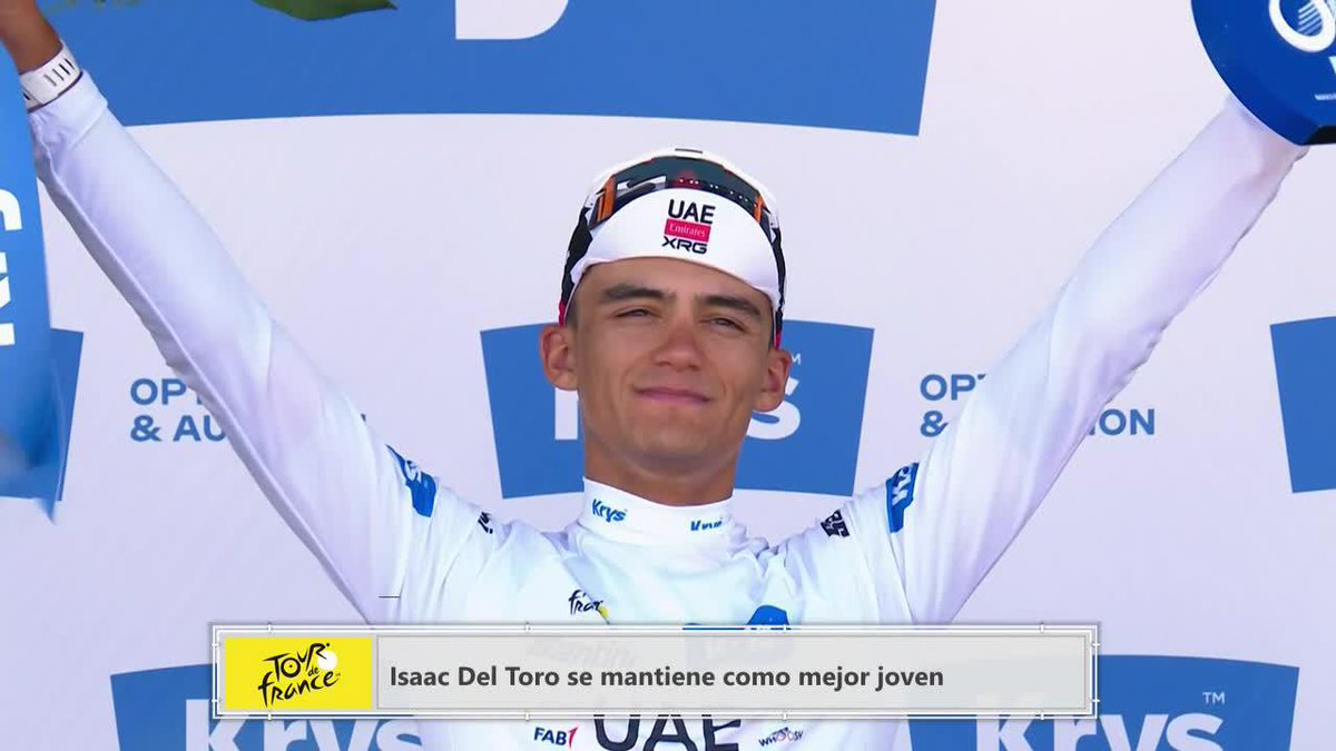 🤩 🇲🇽 ¡TORITO SIGUE SUBIENDO AL PODIO COMO EL MEJOR JOVEN! Isaac del Toro mantiene el maillot blanco tras la Etapa 9 y se irá al día de descanso como 3ro en la clasificación general del Tour de Francia. 👏 👏 👏