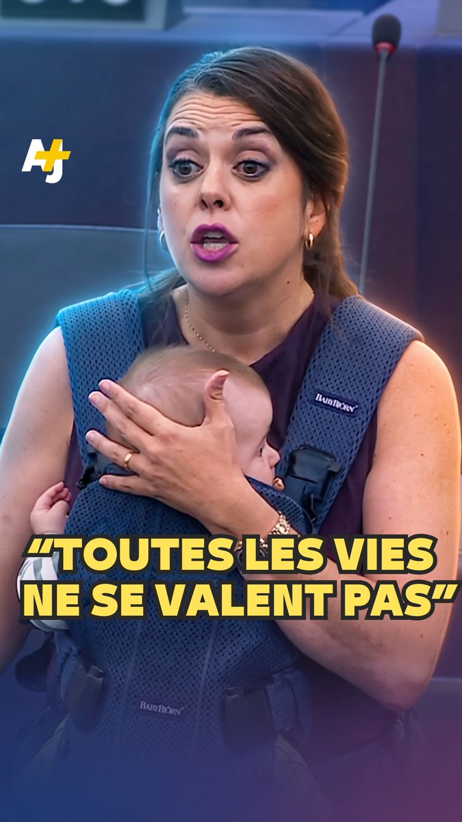 Son bébé dans les bras, l'eurodéputée espagnole Laura Ballarín dénonce le double standard de l’Union européenne concernant l’Ukraine et Gaza.