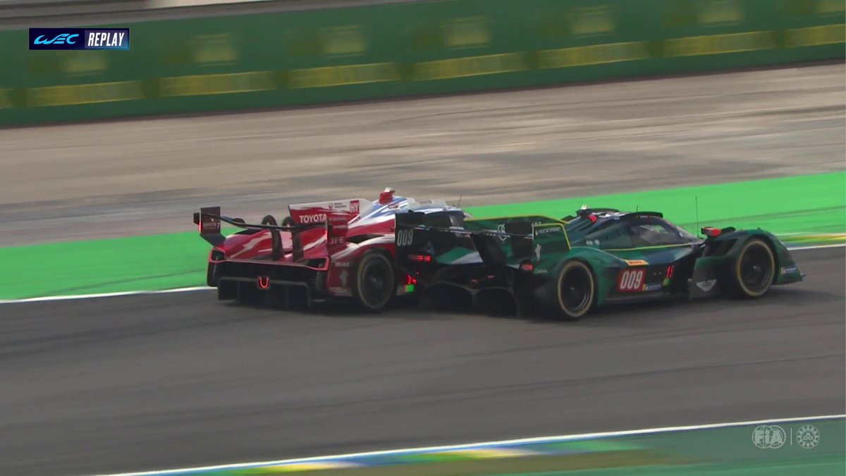 #009 Valkyrie on the hunt 😮💨 Marco Sorensen slices past Brendon Hartley in the #8 @ToyotaRacingWECthrough the Senna S. #WEC #6HSaoPaulo #AstonMartin