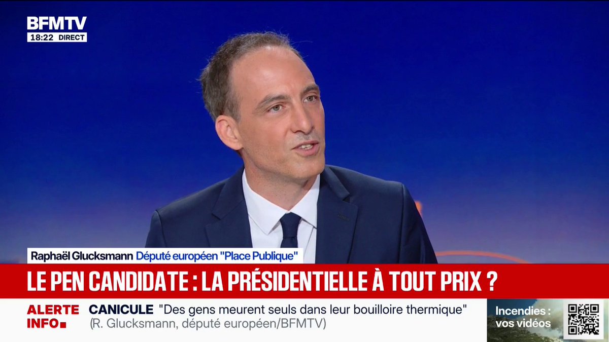 "Il y a une fuite en avant de Marine Le Pen, elle place l'ensemble du pays dans une situation intenable", estime Raphaël Glucksmann à propos de Marine Le Pen