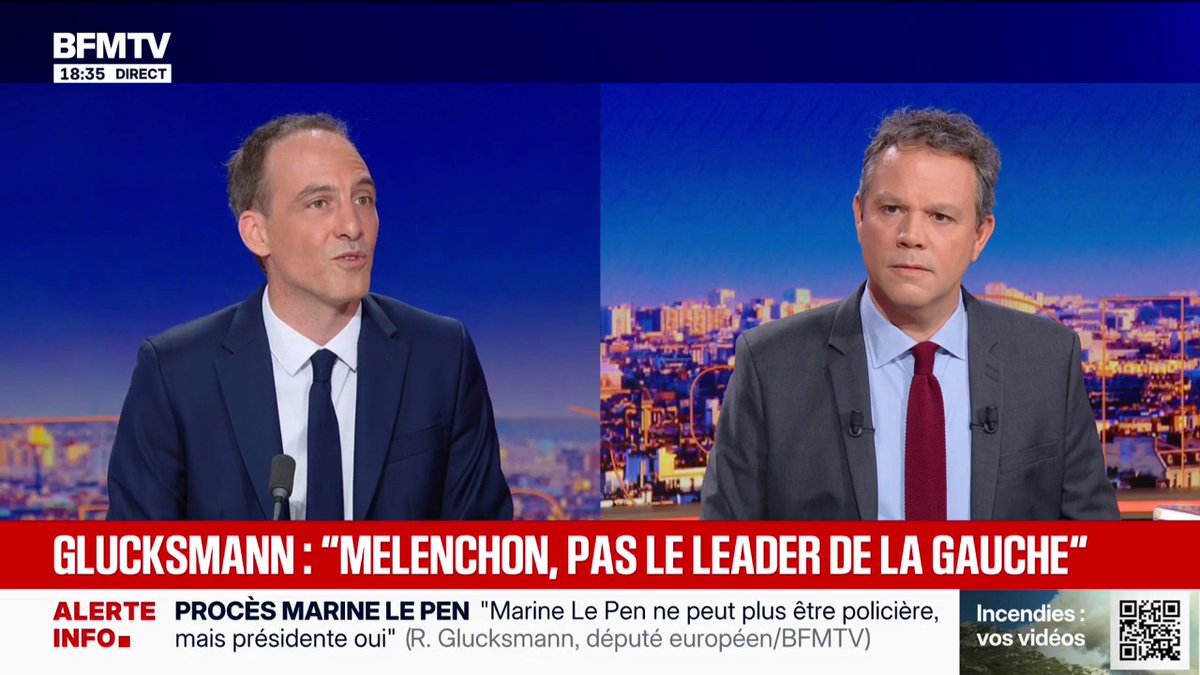 "Jean-Luc Mélenchon n'est pas et ne sera pas le leader de la gauche française", affirme Raphaël Glucksmann