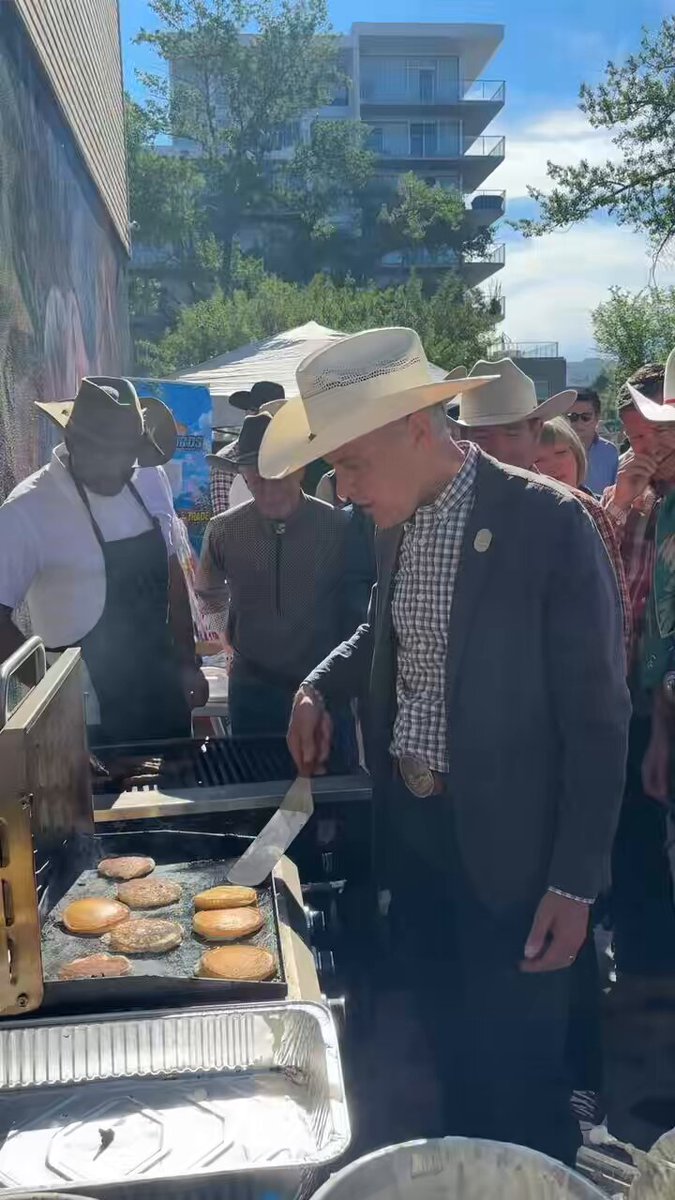 First order of business this morning at Stampede: pancakes.