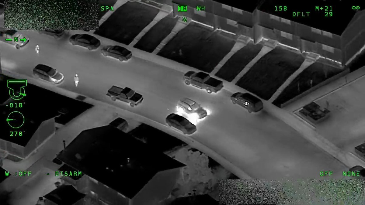 “He’s got nothing left of his two front tires.” AIR1, Edmonton’s eye in the sky, was on the scene when a black SUV fled from police. The vehicle drove left of centre to avoid Downtown Division officers. The SUV continued to drive recklessly through residential neighborhoods – all of it caught on camera by AIR1. When the vehicle was finally stopped, the occupants fled on foot. What they hadn’t counted on was AIR1 tracking their movements and relaying the information to ground units. Canine and Patrol took all three suspects into custody as they attempted to hide. Nice work, everyone!