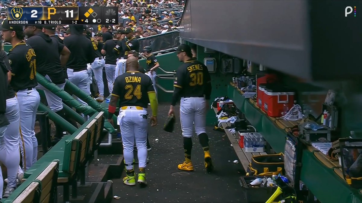 Bucs are scoring so much and for so long this inning that Skenes is getting antsy in the dugout 😭 (via Peacock)