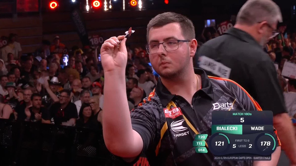 BIALECKI BREAKS NEW GROUND! 🇵🇱 Sebastian Bialecki's breakthrough run continues! The Polish star dispatches James Wade 6-2 to storm into the European Darts Open semi-finals! 📺 #ET10 | QF