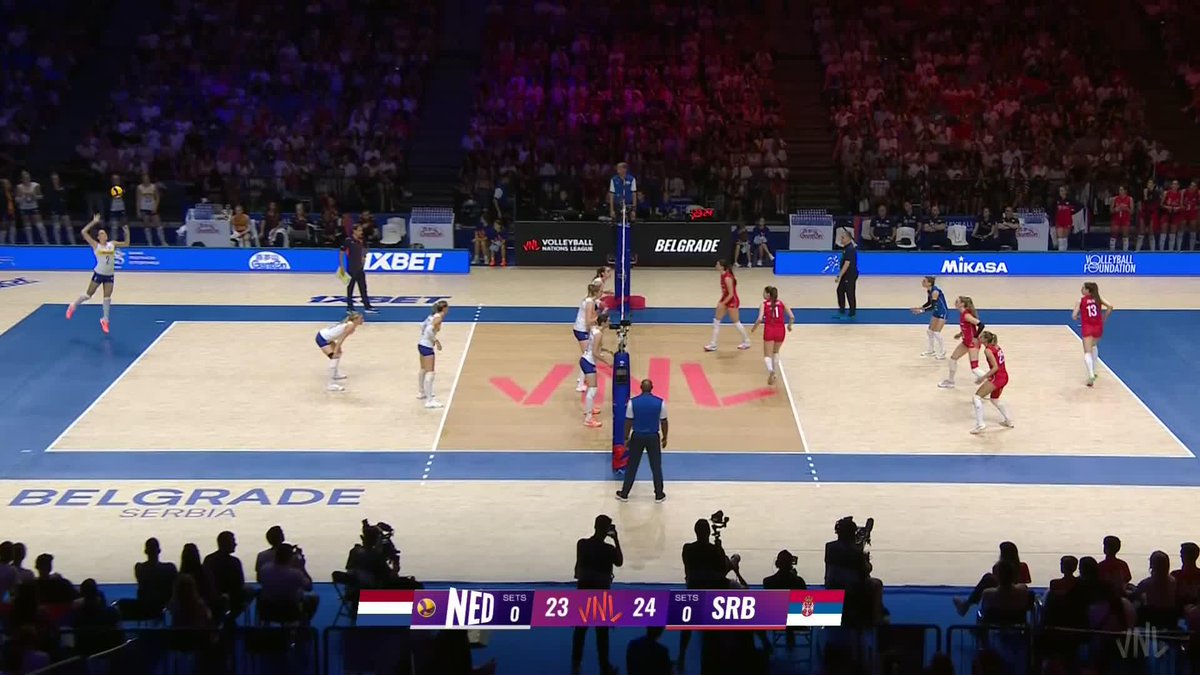 #VNL2026: 🇷🇸 SERBIA TAKE THE FIRST SET! 💥 The hosts strike first in Belgrade, edging one step closer to ending Women's Week 3 with a victory over the Netherlands. 📺 LIVE NOW on VBTV: 🏐 #BePartOfTheGame #Volleyball